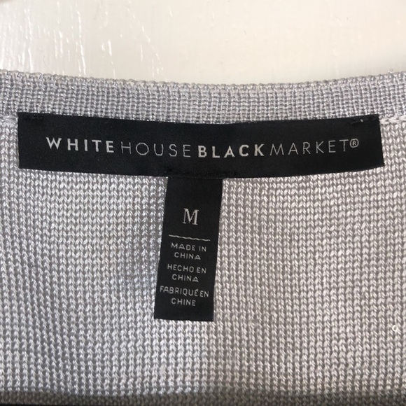 WHBM Silver Swoop Neck Blouse With Sequins - Picture 4 of 7